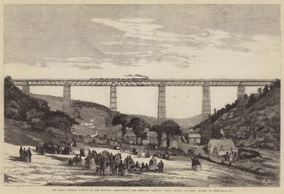 Het Grote Crumlin Viaduct, op de Newport, Abergavenny en Hereford Spoorweg, Totale Lengte, 1700 voet; Hoogte, 200 voet door English School